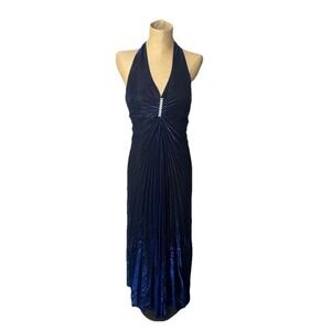 VTG  Y2K Kiki USA Glitter Color Change Illusion Blue Black Halter Dress Prom SM